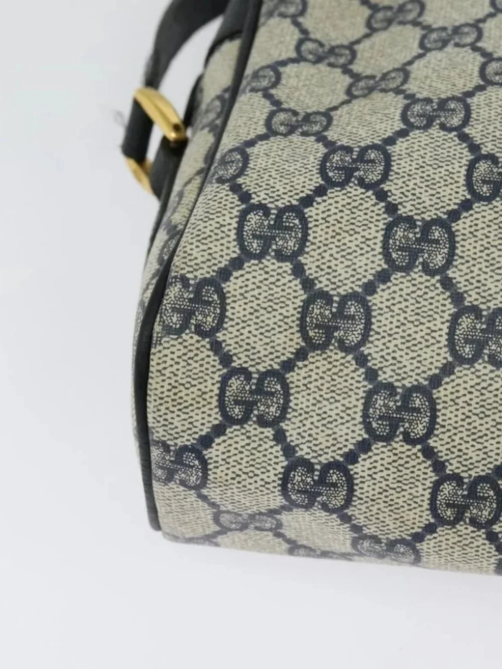 GUCCI GG Supreme Sherry Line Shoulder Bag PVC Navy Gold - Picture 11 of 16